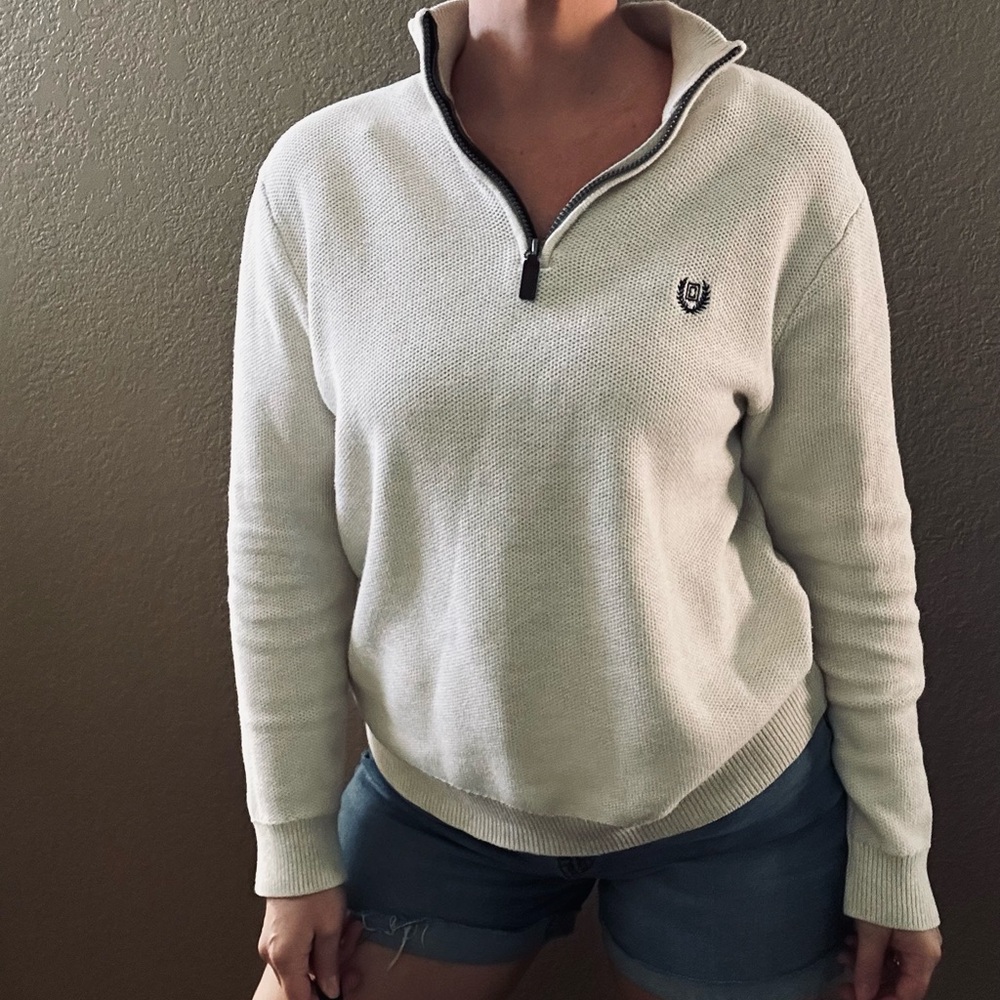 SOLD CHAPS Men’s Medium 3/4 Zip Cotton Sweater - Picture 3 of 8